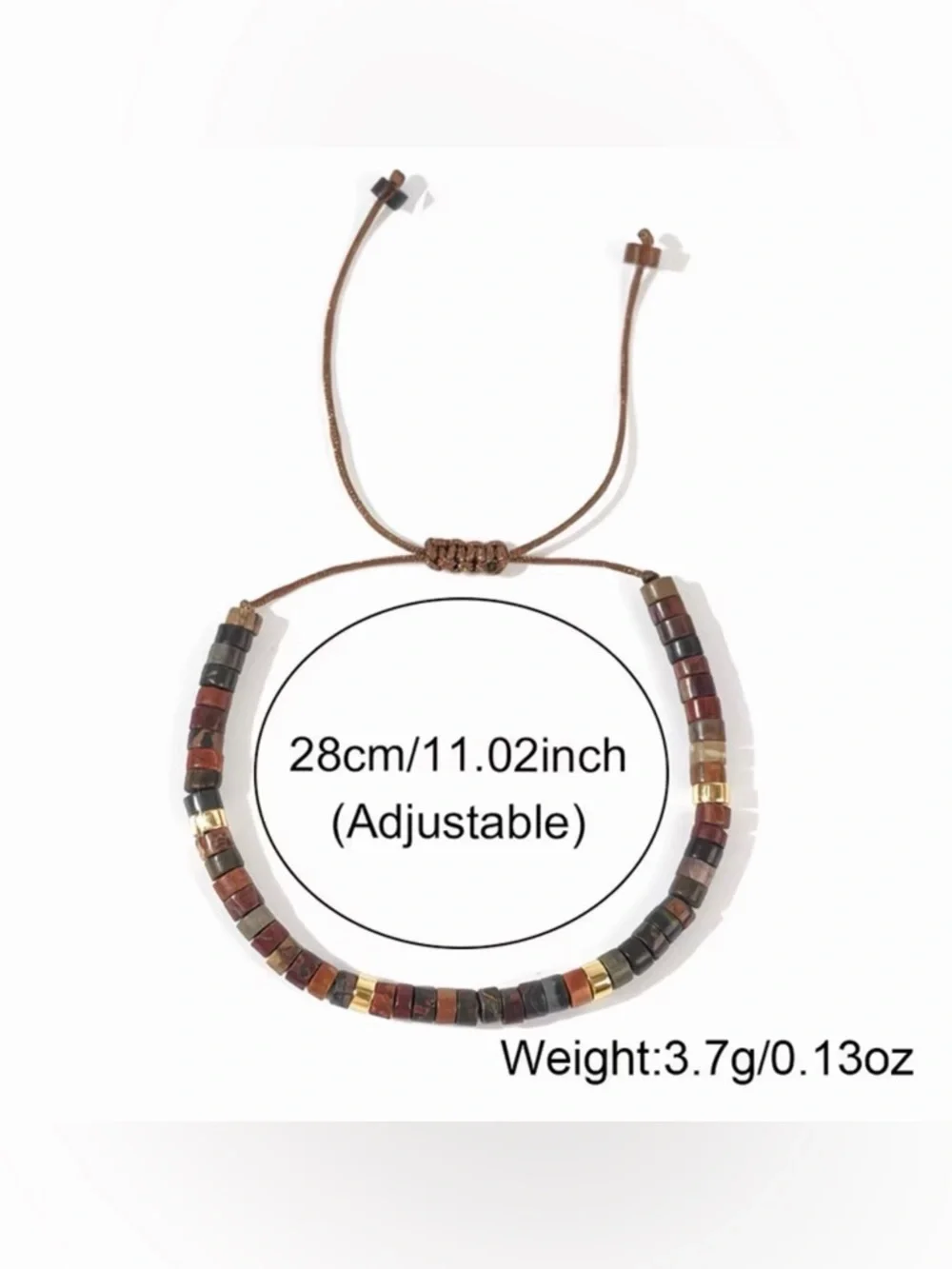 BNIB - Adjustable Stone Beaded Bracelet - Unisex